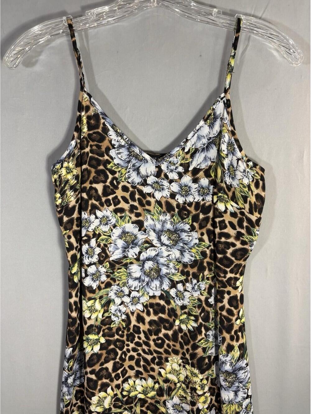 WHBM Leopard Floral Belted Maxi Shirt Dress & Slip Dress Set Sz 2 Mob Wife/Glam - Picture 8 of 9